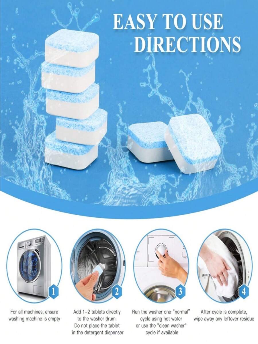 12/24pcs, Washing Machine Cleaner Descaler, Deep Cleaning Tablets For