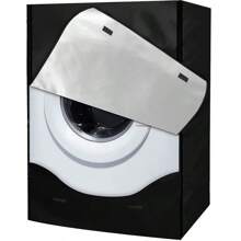 Cobertores para lavadora y secadora adecuados para lavadoras de carga frontal, cubierta superior protectora impermeable para lavadora para uso exterior - Negro - Ver 1