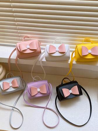 新品到貨小蝴蝶結兒童迷你斜挎包PU皮手提包肩袋女孩款