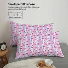 3件裝藍色紫色條紋愛心羽絨被套裝（1入羽絨被套+2入枕套，無芯），可愛的床上用品套裝，柔軟，保暖，親膚的羽絨被套，多種尺寸滿足不同需求，適用於男孩，女孩，成年人，青少年，情侶，臥室，客房，大床，小床，單人床 - SJT186 - 查看 7