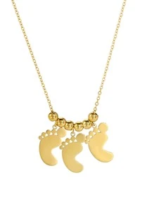 1入個性化不銹鋼足印定制吊墜項鍊，極簡設計珠寶飾品配名字，特殊含義，家庭紀念禮物 - 金黃色 - 查看 10