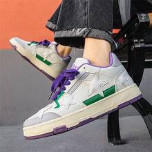 男士星星圖案時尚運動鞋，校園風格休閒運動鞋 - 紫色 - 查看 8