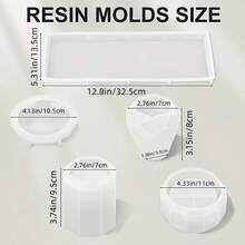 1/4 件 DIY 树脂浴室收纳模具套件 - 具有现代不对称形状的定制梳妆台配件 - 白色 - 查看 11