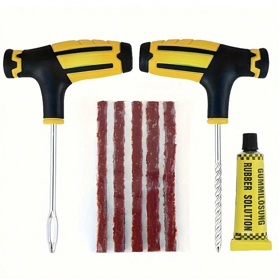 輪胎修復套件,包括車輪緊急修復工具和供應品,基礎輪胎修理套件,輪胎刺穿修理套件,車輛、卡車、摩托車、atv、utv、拖拉機適用的鋼絲繩橡膠塞工具 - 彩色 - 查看 1