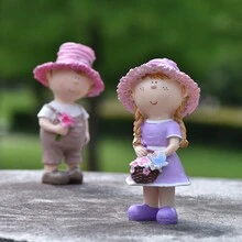 1入浪漫外部裝飾，紫色花卉女子和棕色武士男子樹脂裝飾品，情人節/婚禮/週年紀念日的完美禮物，美麗裝飾居家空間 - 紫色 - 查看 3