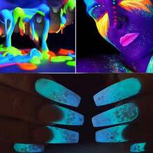 6色螢光粉末 - 螢光丙烯酸雲母粉，環氧樹脂染料發光顏料粉末，螢光黑光UV顏料，安全和持久適用於美術、DIY藝術、環氧樹脂顏料、DIY工藝和主題派對的使用 - 紫色 - 查看 5