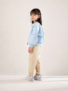 Annil Tween Girl Trousers Spring And Autumn Casual Versatile And Comfortable Cotton Woven Pants Apricot - Apricot - View 3