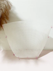 1pc Ladies' Fringed Bucket Bag, Handheld Or Crossbody, With Mesh Grid & Plastic Material, Ideal For DIY Crochet Knitting With Mesh Yarn And Plastic Hooks & Cushioning Pads - White - View 5