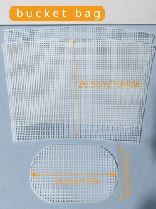 1pc Ladies' Fringed Bucket Bag, Handheld Or Crossbody, With Mesh Grid & Plastic Material, Ideal For DIY Crochet Knitting With Mesh Yarn And Plastic Hooks & Cushioning Pads - White - View 2