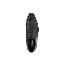 Black Mens Croco Print Dress Shoes Lace Up Exotic Derby Shoes Formal - Black - View 3