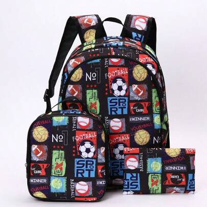 Conjunto de 3 piezas de mochila para estudiantes, bolsa de almuerzo y estuche para lápices, adecuado para el regreso a clases.