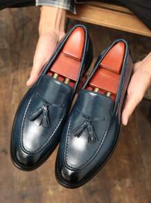 Giày lười nam có tua rua - Giày tây công sở lịch sự dành cho chú rể trong đám cưới, tiệc tùng, khiêu vũ cuối tuần, tiệc chiêu đãi. - Màu xanh lam - Xem 4