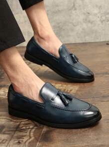 Giày lười nam có tua rua - Giày tây công sở lịch sự dành cho chú rể trong đám cưới, tiệc tùng, khiêu vũ cuối tuần, tiệc chiêu đãi. - Màu xanh lam - Xem 3