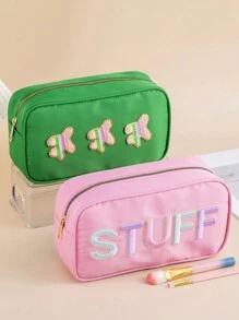 1pc Personalized Birthday Gift, Cute College Style Cosmetic Bag For Mom, Girlfriend, Nylon Material Zipper Pouch, Makeup Bag, Toiletry Bag, Ladies Girls Makeup Bag, Travel Essential, Large Capacity, Big Makeup Bag - Multicolor - View 9