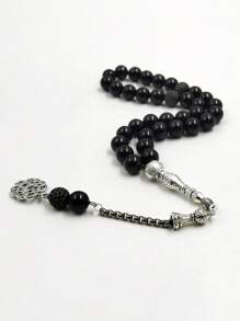 Tasbih Natural Black Agate With Zirconia Beads Bracelet   Gift Misbaha Islamic Accessorise Turkish Fashion Jewelry - 10mm X 33 Beads - View 4