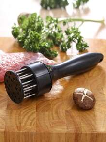 1pc Stainless Steel Meat Tenderizer Needle Beef Steak Tenderizer Tool, Stainless Steel Professional Meat Tenderizer, Meat Marinade Injector, Kitchen Meat Pounder, Must-Have Kitchen Gadget - Black - View 1