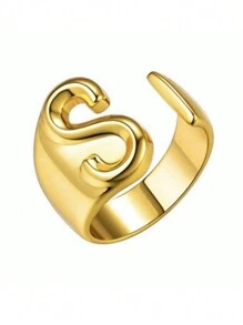 4 piezas/juego de anillos con temática de valentía, concepto de coraje, anillo abierto ajustable unisex, joyería de regalo de uso diario, dorado y plateado - VÍSCERAS - Ver 11