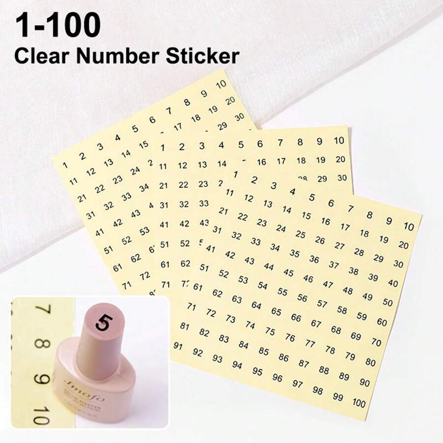 5pcs 1-100 Consecutive Round Number Stickers, Waterproof Sticker Label With Black Printed Numbers, Ideal For DIY Uses Such As Bottles, Cups, Clothes, Shoes, Measurement Markers On Notebook And Card Making Back To School - Multicolor - View 1