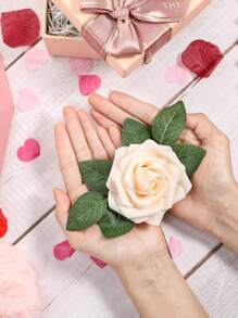 5/25 件带茎红色人造玫瑰，红玫瑰假花婚礼花束真实触感泡沫玫瑰人造花卉人造花茎，适用于新娘 DIY 花束婚礼家居派对装饰，母亲节礼物 - 香檳色 - 查看 3