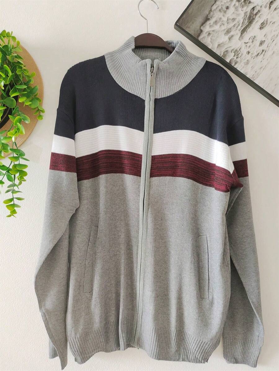 Men Cardigans - Light Grey - View 1