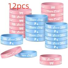 12/20/30 件性别揭示手环，硅胶腕带，适用于派对派对性别揭示用品，返校情人节 - 彩色 - 查看 9