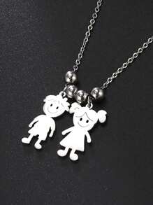 1pc Personalized Stainless Steel Name Pendant Necklace For Boys And Girls, With Special Meaning, Family Gift To Relatives - Silver - View 3
