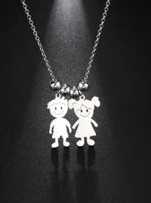 1pc Personalized Stainless Steel Name Pendant Necklace For Boys And Girls, With Special Meaning, Family Gift To Relatives - Silver - View 4