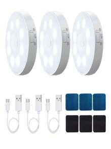 1 pieza/3 piezas/6 piezas Luz con sensor de movimiento, luz nocturna, luz de escalera, regalo creativo, lámpara de mesita de noche con 8 LED, luz nocturna recargable por USB, lámpara para estantería de estudiante (250mAh) - Multicolor - Ver 9