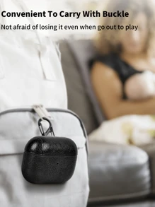 PU Leather Protective Case Compatible With 1/2/3, Pro 2, 4, Luxury Protective Case With Anti-Lost Buckle, Compatible With Apple Earphones (Black) - Black - View 5