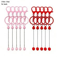 Mixed Beaded Keychain With Steel Blank Metallic Alloy Beads, Detachable Beaded Pendants For Handmade Jewelry Crafts - One Size - View 31