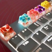 1pc Multi-Color Translucent Star & Flower Pattern ABS Resin Key Cap Compatible With Cross Axis Mechanical Keyboard (OEM R4 Height) - Multicolor - View 3
