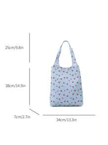 Bolso de mano con estampado de cerezas, bolsa de compras - Azul - Ver 8