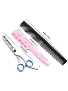 3pcs Haircutting Tools Set Including Hair Comb, Scissors, Hair Trimmer, Cutting Scissors, Tooth Scissors, Thinning Scissors, And Bangs Clipper. - Multicolor - View 6