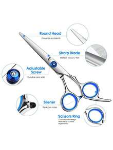 3pcs Haircutting Tools Set Including Hair Comb, Scissors, Hair Trimmer, Cutting Scissors, Tooth Scissors, Thinning Scissors, And Bangs Clipper. - Multicolor - View 3