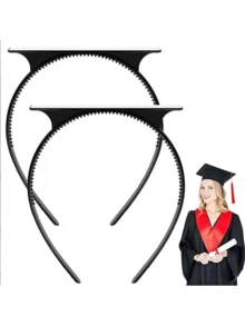 Graduation Cap Headband, Headband Insert Fixing Graduation Cap And Hairstyle, Upgrade Interior Graduation Cap Headband - Black - View 3