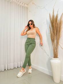 Women Pants - 軍綠色 - 查看 2