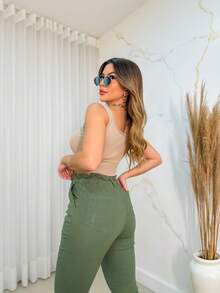 Women Pants - 軍綠色 - 查看 3