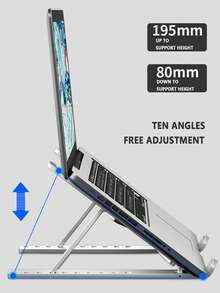 FoBianJie Soporte para portátil individual con elevación plegable, base de enfriamiento, soporte portátil de escritorio portátil compatible con todas las computadoras portátiles, material ABS, diez niveles ajustables - Material de plastico - Ver 4