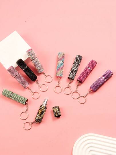 1 st 5 ml bling strassdekor bärbar parfymflaska charm nyckelring, bärbar mini parfymförstärkare, påfyllningsbar tom liten sprayflaska för resor biltillbehör väska charm skola söt goth y2k