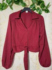 Women Blouses - 玫瑰紅 - 查看 1