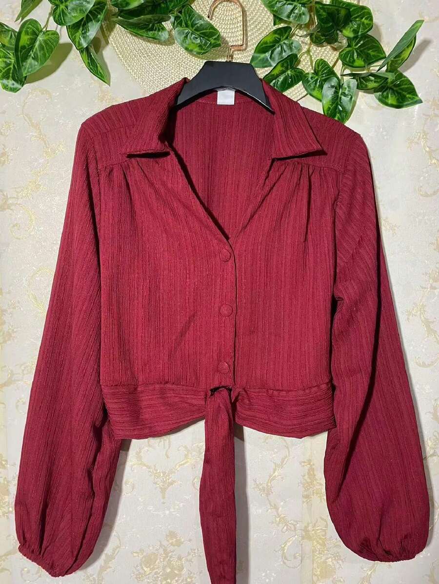 Women Blouses - 玫瑰紅 - 查看 1