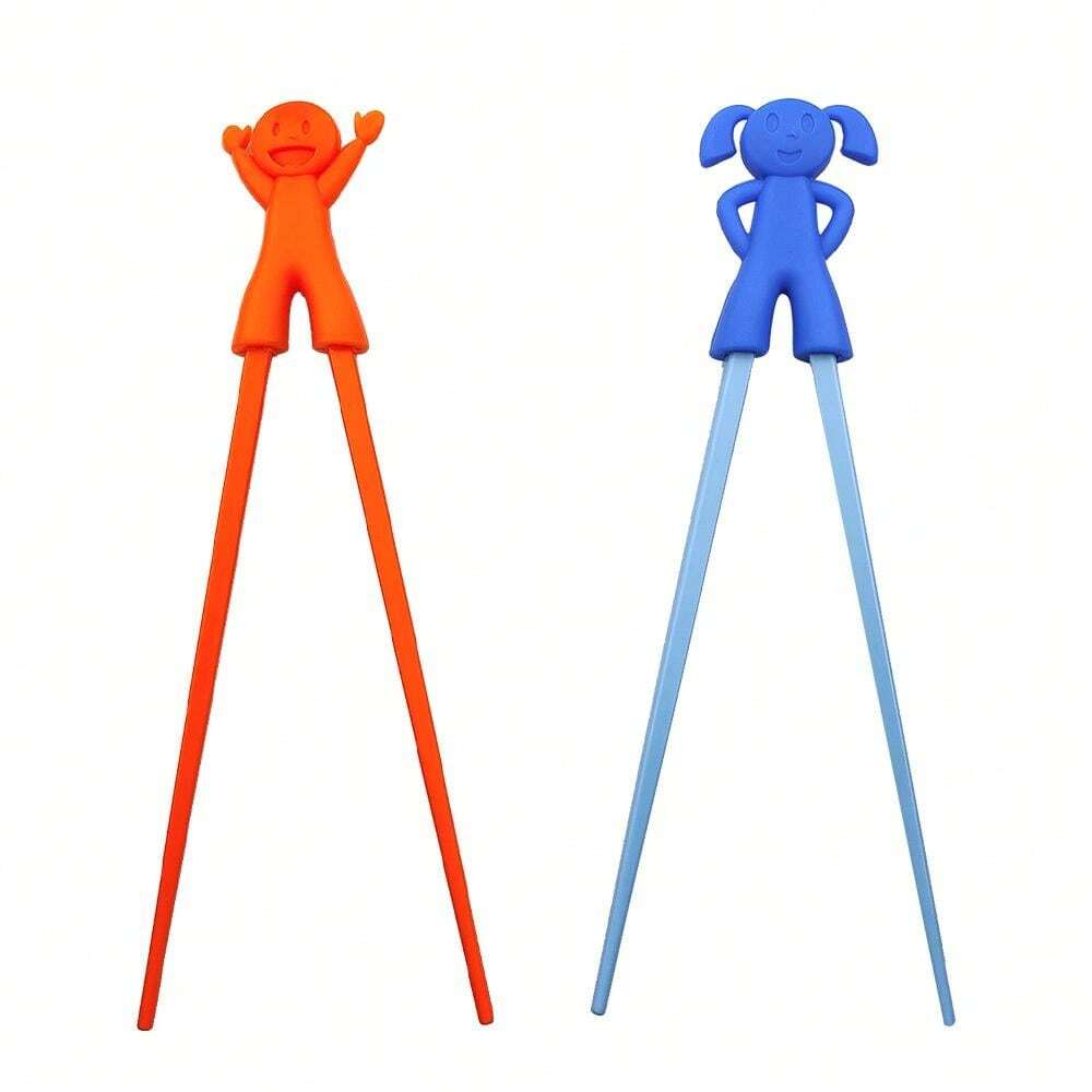 2 Pairs Silicon Blue Cute Cartoon Chopstick Training Heads With Human ...