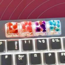 1pc Multi-Color Translucent Star & Flower Pattern ABS Resin Key Cap Compatible With Cross Axis Mechanical Keyboard (OEM R4 Height) - Multicolor - View 7