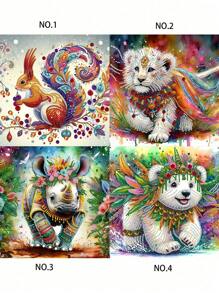 1pc 30*30cm/11.8*11.8in Frameless DIY 5D Asymmetrical Shape Diamond Painting Kit, Self-Designed Animal Pattern For Wall Decor, Ornament, Beginner & Adult Gift