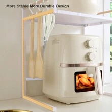 Air Fryer Shelf, Kitchen Countertop Organizer, 2 Layers Carbon Steel Material, Thick And Strong Load-Bearing Capacity, Easy To Clean, Movable, Suitable For Storing Rice Cooker, Electric Kettle, Toaster, Kitchen Storage Rack, White And Grey Colors Available - 1 Pack - View 7