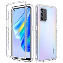 Funda para Oppo A15 A16 A17 A53/A32 A54 A57/A77 360° 2 en 1 Bicolor Protector Difuminado Transparente Uso Rudo - transparente - Ver 1
