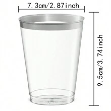 20 chiếc cốc tái sử dụng có viền màu bạc 300ml, thích hợp cho đám cưới, lễ tạ ơn, Giáng sinh, Halloween, bàn ăn, tiệc tùng, v.v. - Bạc - Xem 2