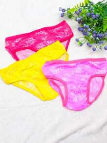 Set de 6 calzones para niña con diseño floral, multicolor , algodón, fresco. (Los colores se envían al azar) - Multicolor - Ver 1