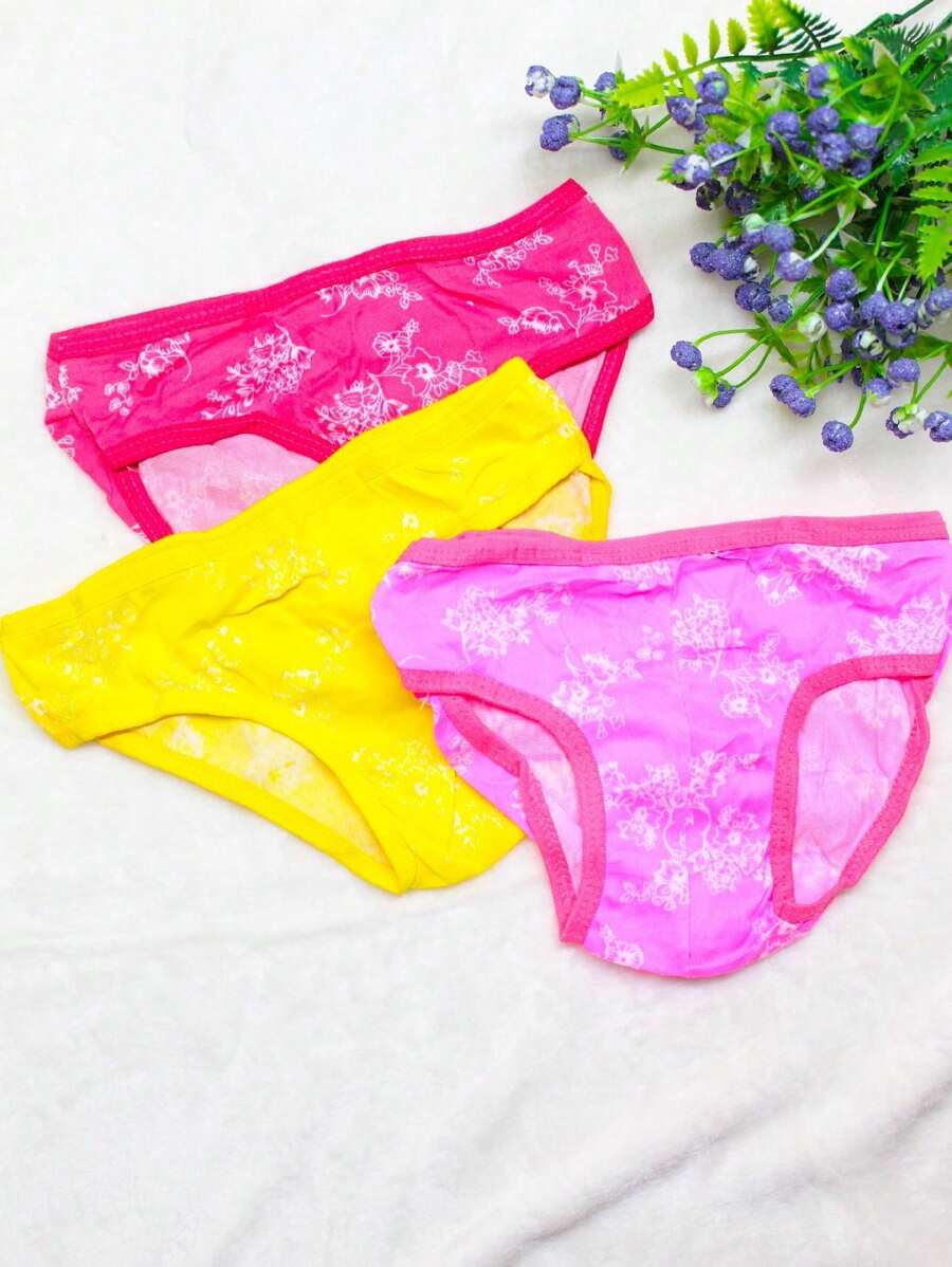 Set de 6 calzones para niña con diseño floral, multicolor , algodón, fresco. (Los colores se envían al azar) - Multicolor - Ver 1