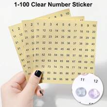 5pcs 1-100 Consecutive Round Number Stickers, Waterproof Sticker Label With Black Printed Numbers, Ideal For DIY Uses Such As Bottles, Cups, Clothes, Shoes, Measurement Markers On Notebook And Card Making Back To School - Multicolor - View 7